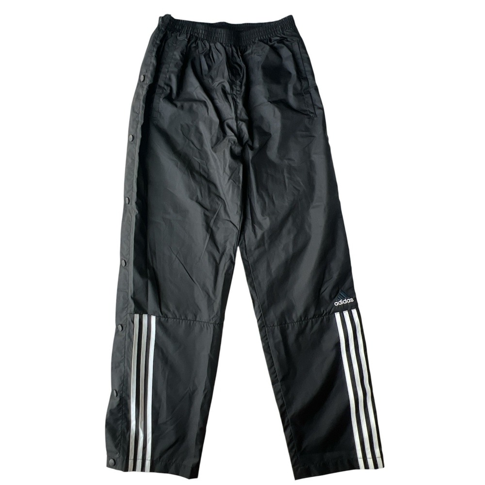 Adidas Pants Snap Breakaway Windbreaker Soccer Track Black Stripe Youth XL 18-20